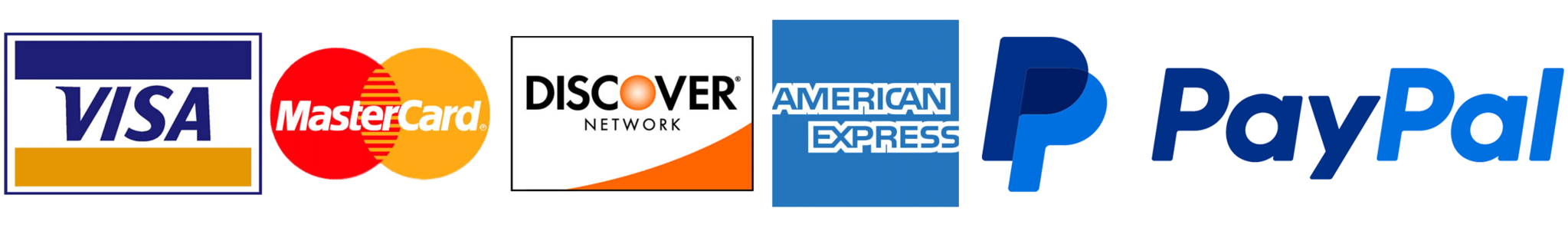 Accepted payment methods: Visa, Mastercard, Discover, American Express, PayPal